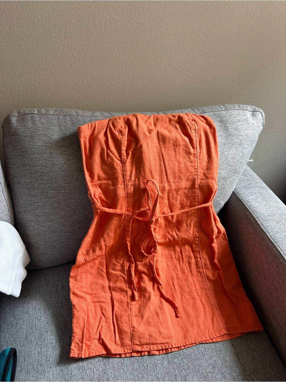 Abercrombie & Fitch Coral Orange Strapless Linen Dress